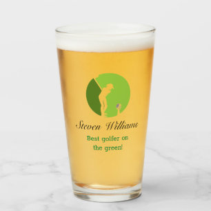 Nombre personalizado Mejor Glass de Cerveza Golfer