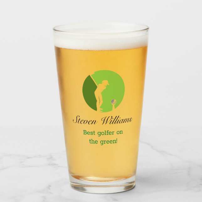 Nombre personalizado Mejor Glass de Cerveza Golfer (Anverso (lleno))
