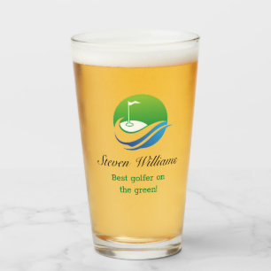 Nombre personalizado Mejor Glass de Cerveza Golfer