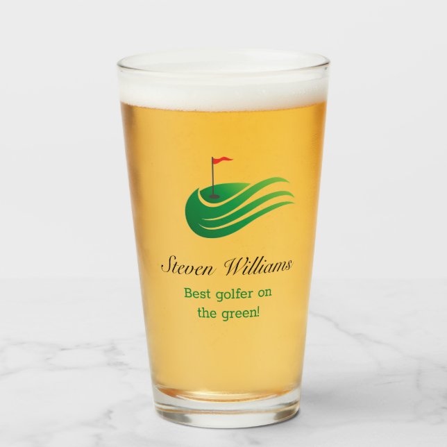 Nombre personalizado Mejor Glass de Cerveza Golfer (Anverso (lleno))