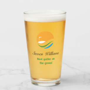Nombre personalizado Mejor Glass de Cerveza Golfer