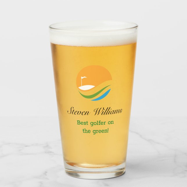 Nombre personalizado Mejor Glass de Cerveza Golfer (Anverso (lleno))