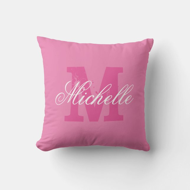 Nombre personalizado monograma almohada de lanzami (Anverso)
