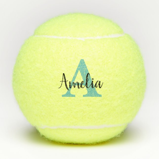 Nombre personalizado Monograma bola de tenis (Anverso)