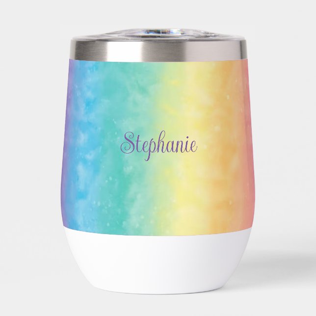 Nombre personalizado Monograma de guión arcoiris (Frente)