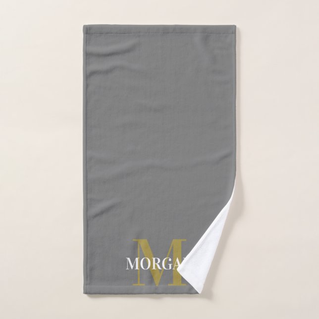 Nombre personalizado Monograma gris (Toalla de mano)