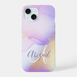 Nombre Personalizado Monograma Púrpura Acuarela Lu
