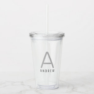 Nombre personalizado Monograma Taza de paja Tumble
