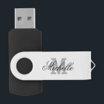 Nombre personalizado monograma unidad flash USB<br><div class="desc">Nombre personalizado monograma USB lápiz flash stick de unidad USB. Tipografía de escritura elegante con letra inicial de nombre. Idea de regalo de estilo para hombres,  mujeres y niños. Suministros de oficina y escuela personalizables. También una gran promoción para una empresa de negocios. diseño de pendrive personalizado.</div>