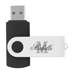 Nombre personalizado monograma unidad flash USB