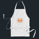 Nombre personalizado monogramado delantal | Color<br><div class="desc">Monograma de nombre personalizado | Color Naranja. Elegante delantal monogramado de barbacoa / plataforma de cocina para hombres, mujeres y niños. Letra inicial de tipografía de escritura elegante. Parrillada inicial / parrilladas de hornear en beige caqui / estándar blanco y amarillo. Versión larga y corta. Haz uno para mamá, madre,...</div>