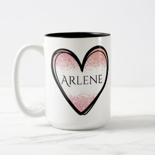 Nombre personalizado Mug de corazón, Copa de café 