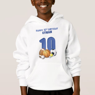 Nombre personalizado niño 10 cumpleaños pelotas de