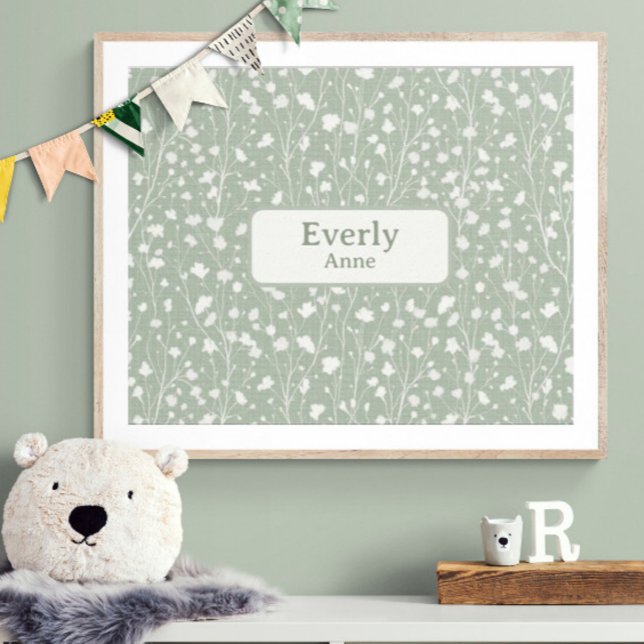 Nombre Personalizado Nursery Decoración Farmhouse  (Customize name! Shown with a white mat and wood frame. (you will receive the print only) Thank you!)