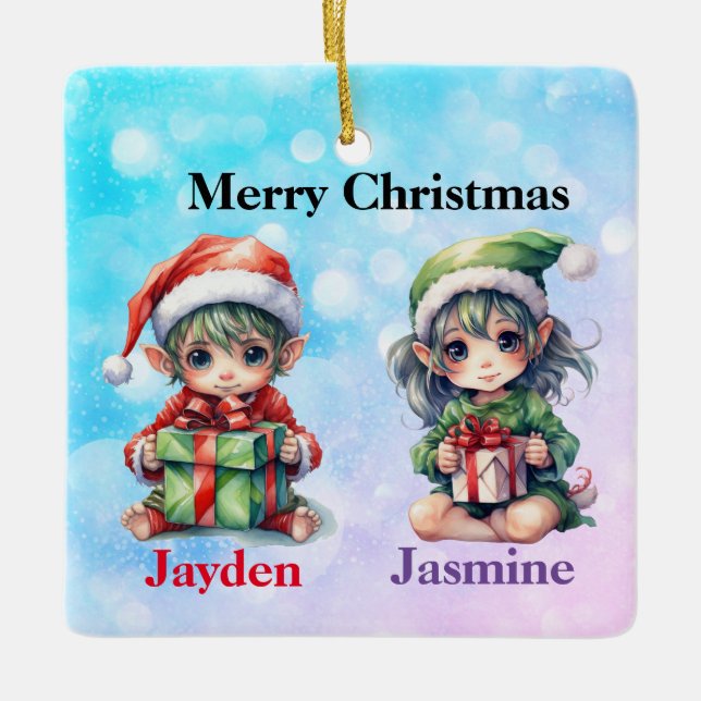 Nombre personalizado Ornamento de Navidad (Anverso)
