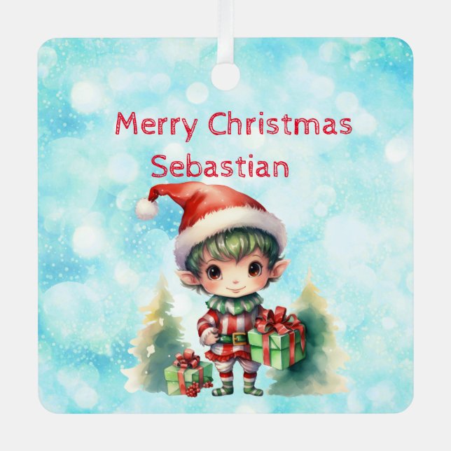 Nombre personalizado Ornamento de Navidad (Anverso)