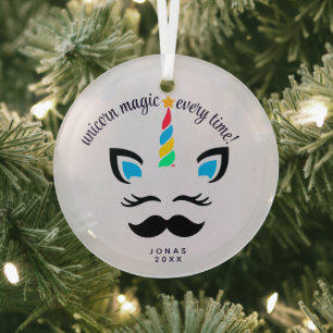 Nombre personalizado Ornamento de Navidad Unicorn