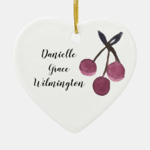 Nombre personalizado Ornamento navideño de cereza