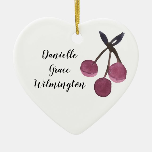 Nombre personalizado Ornamento navideño de cereza (Frente)