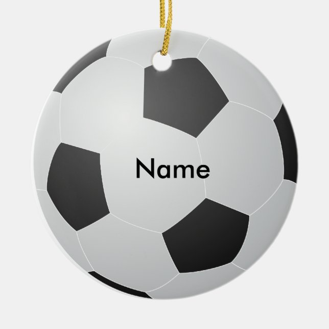 Nombre personalizado Ornamento navideño del fútbol (Frente)