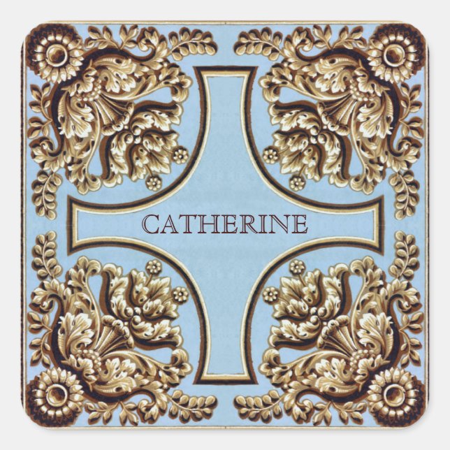 Nombre personalizado Ornate Victorian Pegatinas (Anverso)