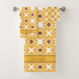 Nombre personalizado Patrón de girasol en blanco