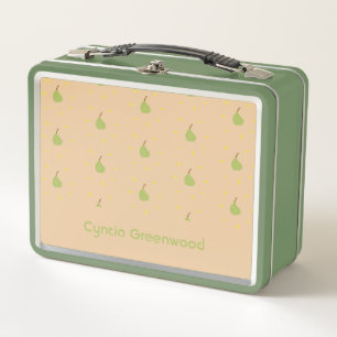 Nombre personalizado patrón de pera verde marrón