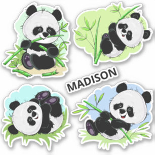 Nombre personalizado pegatinas de Cute Panda