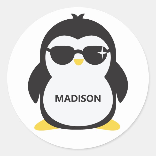 Nombre personalizado pegatinas de pingüinos genial (Anverso)