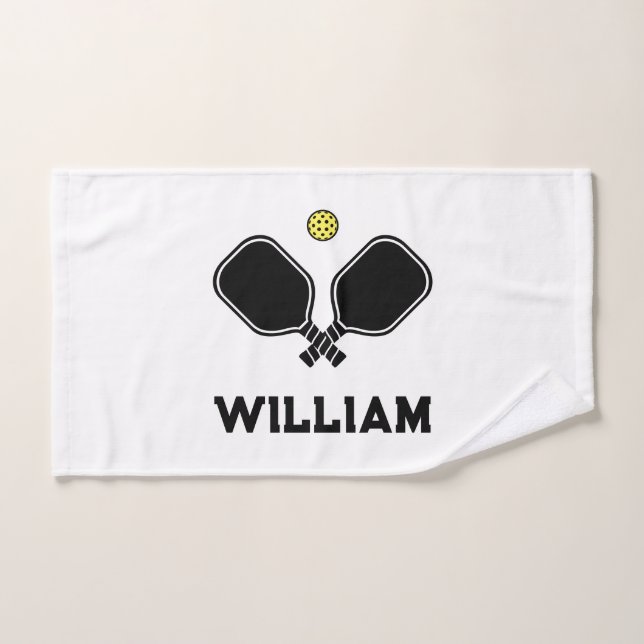 Nombre personalizado Pickleball White (Toalla de mano)