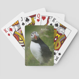 Nombre personalizado Puffin jugando cartas