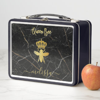 Nombre Personalizado REINA ABEJA Mármol Negro Dora