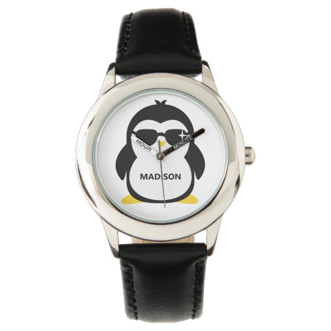 Nombre personalizado relojes de pingüino geniales (Anverso)