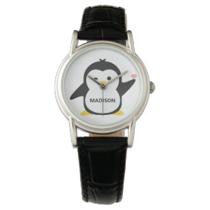 Nombre personalizado relojes de pingüino lindos