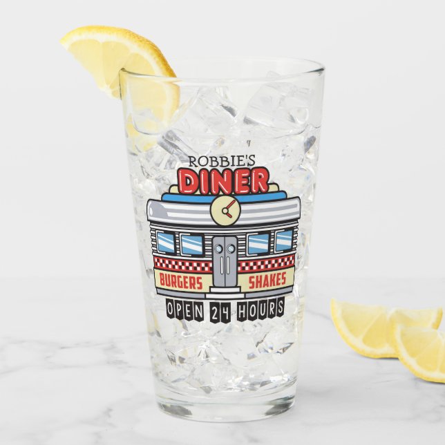 NOMBRE personalizado Retro 50 Diner Rótulo 50 Atóm (Anverso (hielo))
