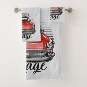 NOMBRE personalizado Retro Red Classic Car Garage