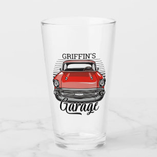 NOMBRE personalizado Retro Red Classic Car Garage
