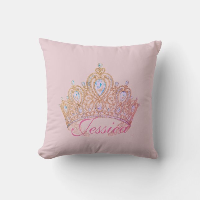 Nombre personalizado rosado Almohada de la corona (Anverso)