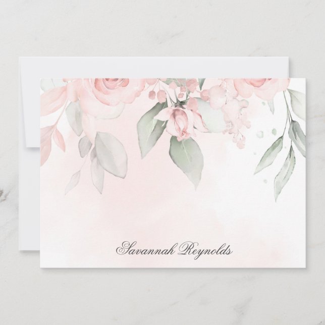 Nombre personalizado ROSAS de PINK FLORAL Nota de  (Anverso)
