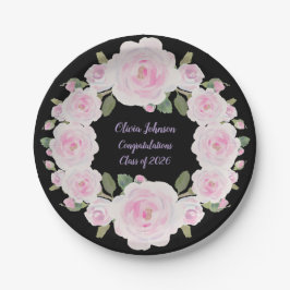 Nombre personalizado, Rosas rosadas Plato de papel