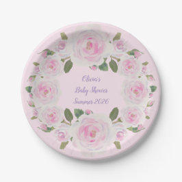 Nombre personalizado, Rosas rosadas Plato de papel