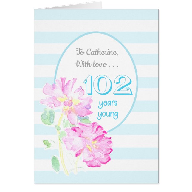 Nombre personalizado Rosas rosas y rayas rosadas 1 (Frente)