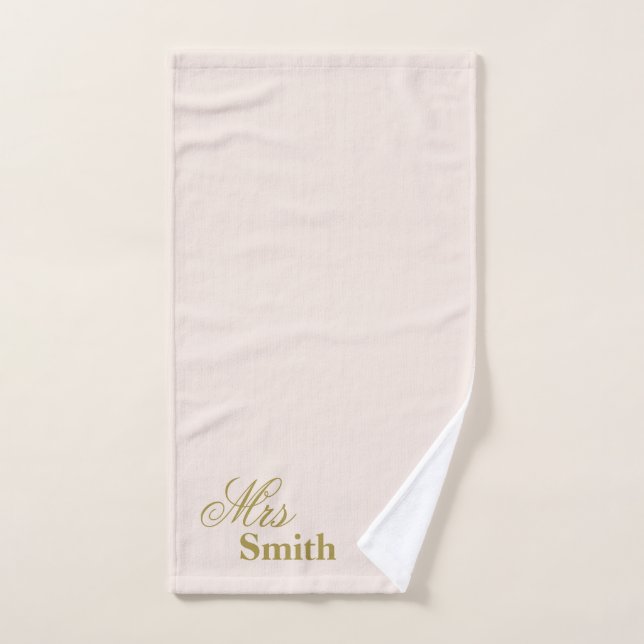 Nombre Personalizado Sra Smith Rubor Dorado (Toalla de mano)
