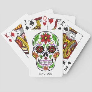 Nombre personalizado Sugar Skull jugando cartas