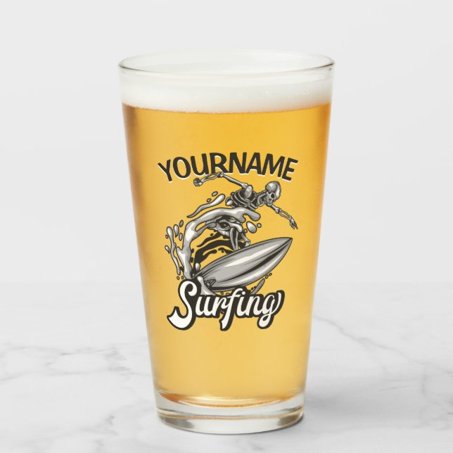 NOMBRE Personalizado Surfista Big Wave Skeleton Su (Anverso (lleno))