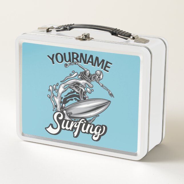 NOMBRE Personalizado Surfista Big Wave Skeleton Su (Anverso)