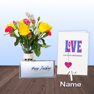 Nombre personalizado tarjeta Birthday LOVE
