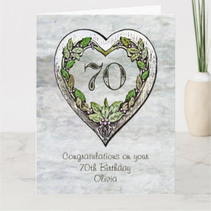 Nombre personalizado Tarjeta Rustic 70 cumpleaños