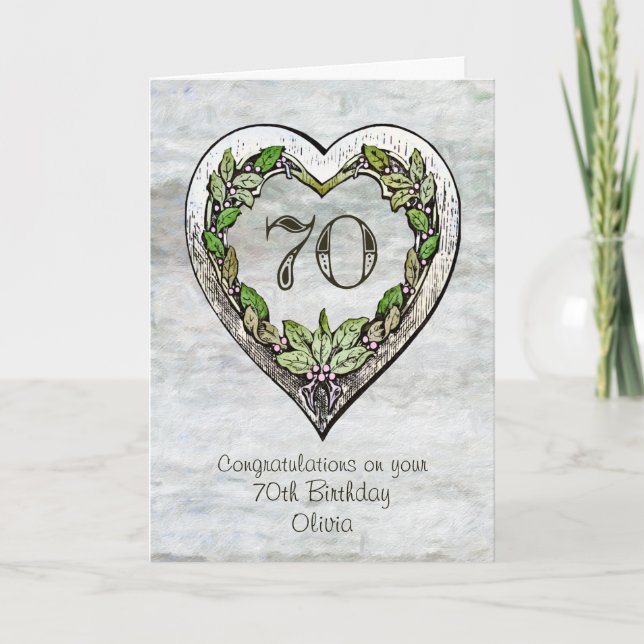 Nombre personalizado Tarjeta Rustic 70 cumpleaños (Anverso)