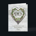 Nombre personalizado Tarjeta Rustic 90th Birthday<br><div class="desc">Un nombre a medida,  tarjeta de 90 cumpleaños del corazón botánico rústico.</div>